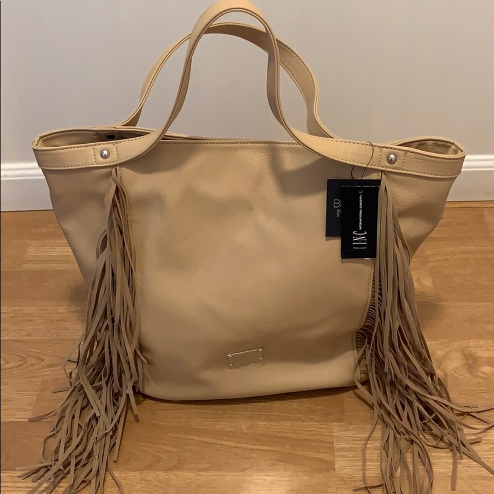 INC Large Tote Bag with Fringes